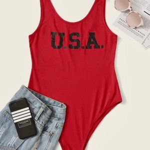 "USA" Graphic Tank Bodysuit